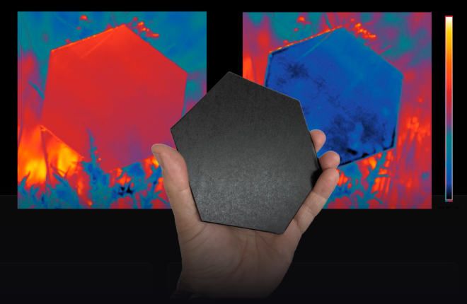 AdaptIR tile showing hot and cold thermal states